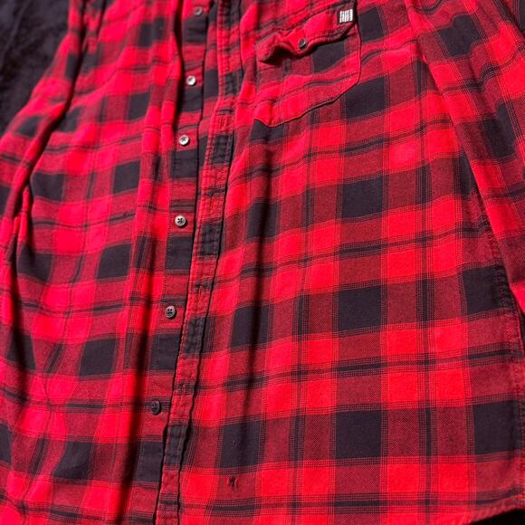 Mens flannel button up shirt redblack - Picture 2 of 4